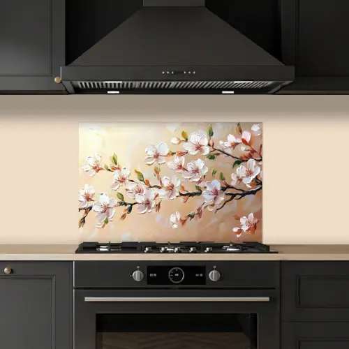 Bloesemtakken - Schilderachtig - Roze keuken achterwand spatscherm klein -sfeer1