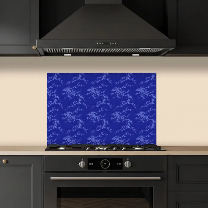 Bloesem - Bloemen - Blauw keuken achterwand spatscherm klein 900 -sfeer1