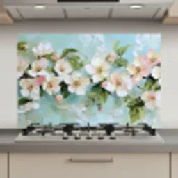 Bloesem - Bladeren - Lichtblauw keuken achterwand spatscherm klein -3d_website