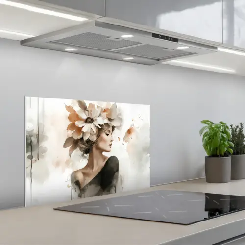 Bloesem - Portret - Gezicht keuken achterwand spatscherm klein -3d_schuin