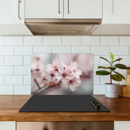 Bloesems - Meeldraden - Geel - Wazig keuken achterwand spatscherm klein -sfeer2