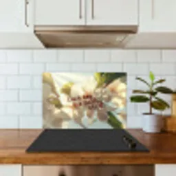 Bloesems - Zonlicht - Quote - Wit keuken achterwand spatscherm klein -sfeer2