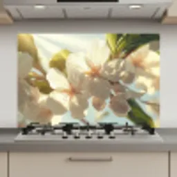 Bloesems - Wit - Zonnestralen -  Bloemblaadjes keuken achterwand spatscherm klein -3d_website