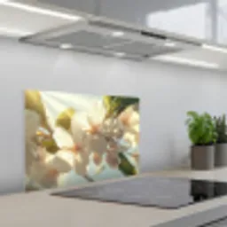 Bloesems - Wit - Zonnestralen -  Bloemblaadjes keuken achterwand spatscherm klein -3d_schuin