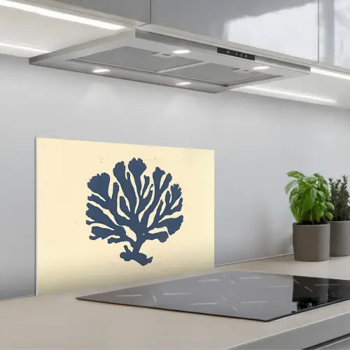 Blauw koraal - Vertakkingen - Beige keuken achterwand spatscherm klein -3d_schuin