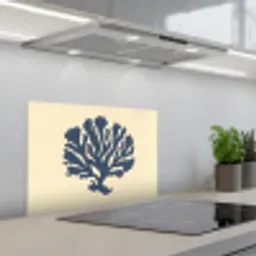 Blauw koraal - Vertakkingen - Beige keuken achterwand spatscherm klein -3d_schuin
