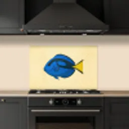 Blauw - Dory - Vis - Staartvin keuken achterwand spatscherm klein -sfeer1
