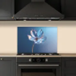Blauw - Bloem - Glazen - Sierlijk keuken achterwand spatscherm klein -sfeer1