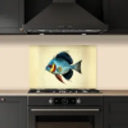 Blauw - Kieuwen - Vis - Illustratie keuken achterwand spatscherm klein -sfeer1