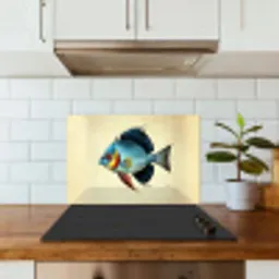Blauw - Kieuwen - Vis - Illustratie keuken achterwand spatscherm klein -sfeer2