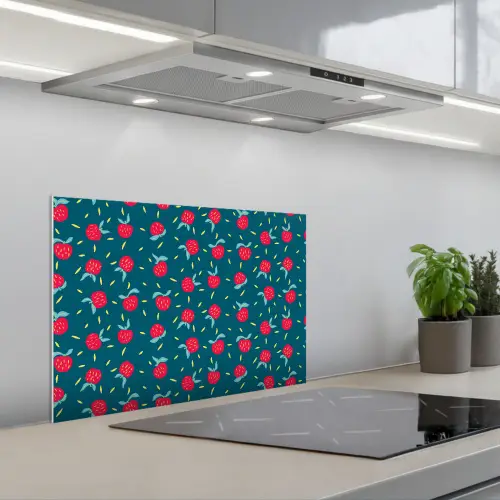 Blauwgroen - Appels - Vruchten keuken achterwand spatscherm klein 900 -3d_schuin