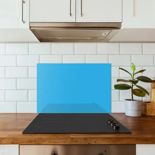 Blauw - Licht - Kleuren keuken achterwand spatscherm klein 900 -sfeer2