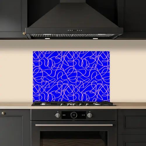 Blauw - Lijnen - Roze - Abstract keuken achterwand spatscherm klein 900 -sfeer1