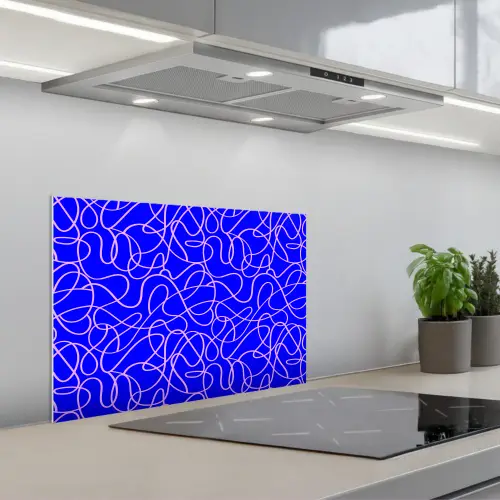 Blauw - Lijnen - Roze - Abstract keuken achterwand spatscherm klein 900 -3d_schuin