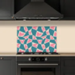 Blauw - Vlakken - Patroon - Hartjes keuken achterwand spatscherm klein 900 -sfeer1