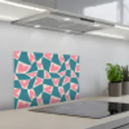 Blauw - Vlakken - Patroon - Hartjes keuken achterwand spatscherm klein 900 -3d_schuin