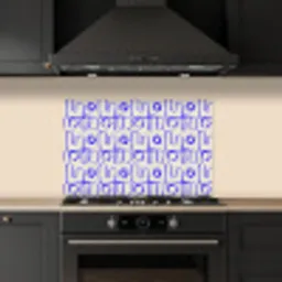 Blauw - Patroon - Beige - Abstract keuken achterwand spatscherm klein 900 -sfeer1
