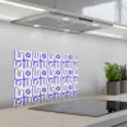 Blauw - Patroon - Beige - Abstract keuken achterwand spatscherm klein 900 -3d_schuin