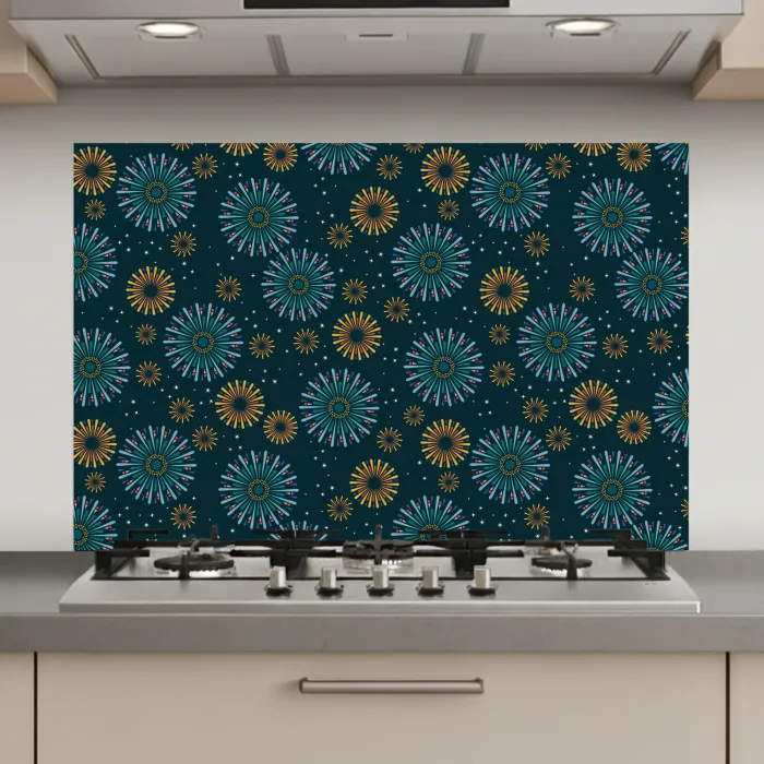Blauw - Patroon - Retro keuken achterwand spatscherm klein 900 -3d_website