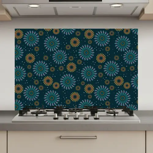 Blauw - Patroon - Retro keuken achterwand spatscherm klein 900 -3d_website