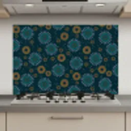 Blauw - Patroon - Retro keuken achterwand spatscherm klein 900 -3d_website