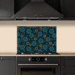 Blauw - Patroon - Retro keuken achterwand spatscherm klein 900 -sfeer1