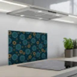 Blauw - Patroon - Retro keuken achterwand spatscherm klein 900 -3d_schuin