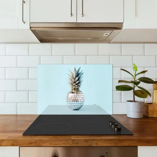 Blauw - Ananas - Disco - Discobal keuken achterwand spatscherm klein -sfeer2
