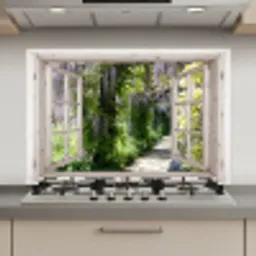 Blauwe regen - Bloemen - Doorkijk - Boom - Lente keuken achterwand spatscherm klein -3d_website