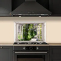 Blauwe regen - Bloemen - Doorkijk - Boom - Lente keuken achterwand spatscherm klein -sfeer1