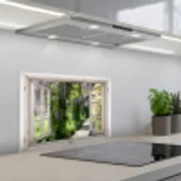 Blauwe regen - Bloemen - Doorkijk - Boom - Lente keuken achterwand spatscherm klein -3d_schuin
