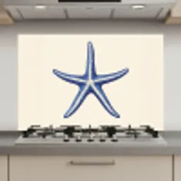 Blauwe zeester - Minimalistisch - Beige keuken achterwand spatscherm klein -3d_website