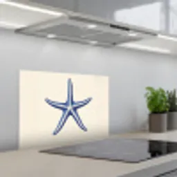 Blauwe zeester - Minimalistisch - Beige keuken achterwand spatscherm klein -3d_schuin