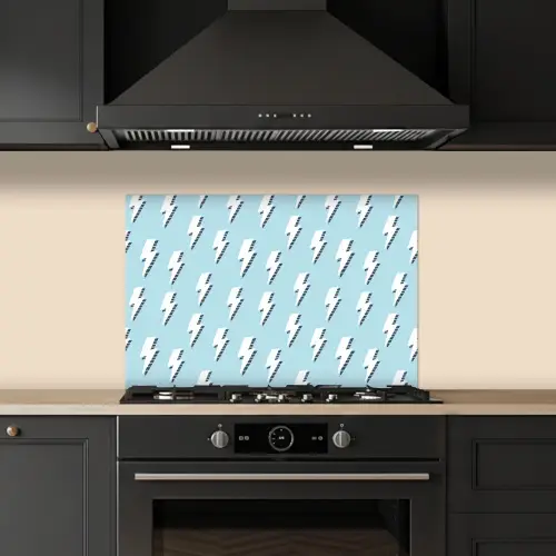 Blauw - Wit - Patroon - Bliksem keuken achterwand spatscherm klein 900 -sfeer1