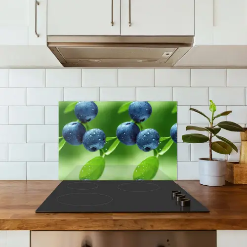 Bosbessen - Paars - Bladeren - Groen keuken achterwand spatscherm klein 900 -sfeer2