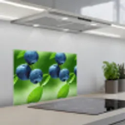 Bosbessen - Paars - Bladeren - Groen keuken achterwand spatscherm klein 900 -3d_schuin