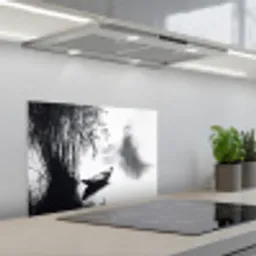 Boot - Rivier - Bamboe - Wit keuken achterwand spatscherm klein -3d_schuin