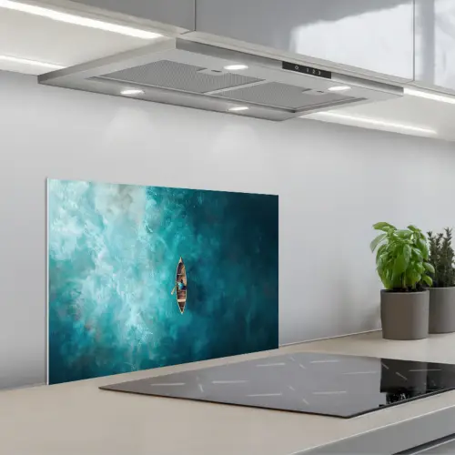 Bootje - Water - Blauw keuken achterwand spatscherm klein -3d_schuin