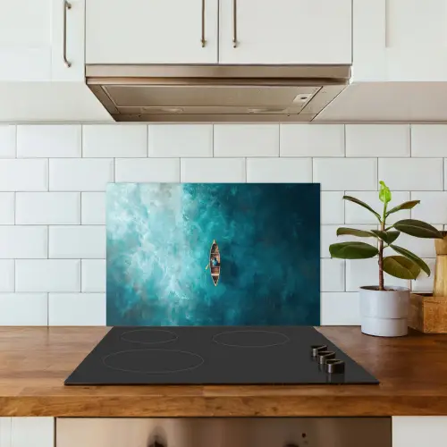 Bootje - Water - Blauw keuken achterwand spatscherm klein -sfeer2
