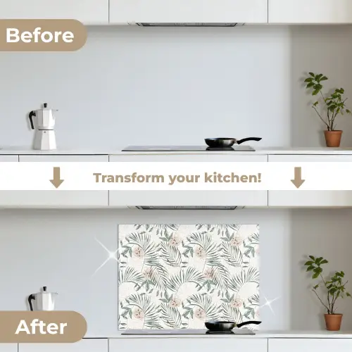 Boho - Jungle - Bloemen - Bladeren keuken achterwand spatscherm middel -voor_na_EN