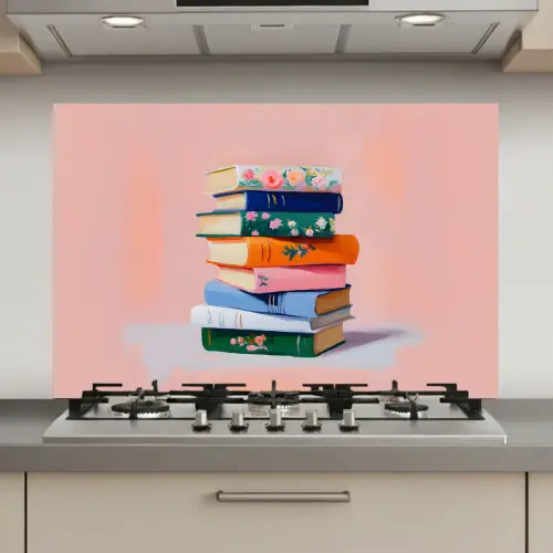 Boeken - Stapel - Kleurrijk keuken achterwand spatscherm klein -3d_website