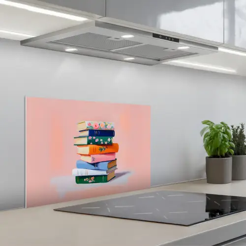 Boeken - Stapel - Kleurrijk keuken achterwand spatscherm klein -3d_schuin