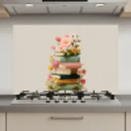 Boeken - Stapel - Bloemen - Kleurrijk keuken achterwand spatscherm klein -3d_website