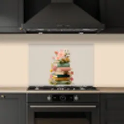 Boeken - Stapel - Bloemen - Kleurrijk keuken achterwand spatscherm klein -sfeer1