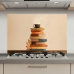 Boeken - Toren - Koffie - Beige keuken achterwand spatscherm klein -3d_website