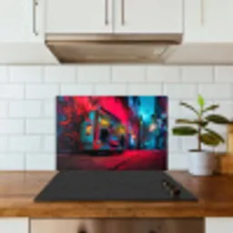 Boombox - Rood - Graffiti - Neon keuken achterwand spatscherm klein -sfeer2
