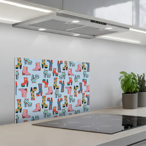 Laarzen - Patroon - Disco keuken achterwand spatscherm klein 900 -3d_schuin