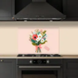 Boeket - Strikje - Kaartje - Quote keuken achterwand spatscherm klein -sfeer1