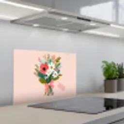Boeket - Strikje - Kaartje - Quote keuken achterwand spatscherm klein -3d_schuin
