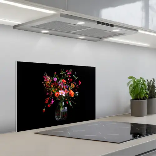 Boeket - Veldbloemen - Vaas keuken achterwand spatscherm klein -3d_schuin